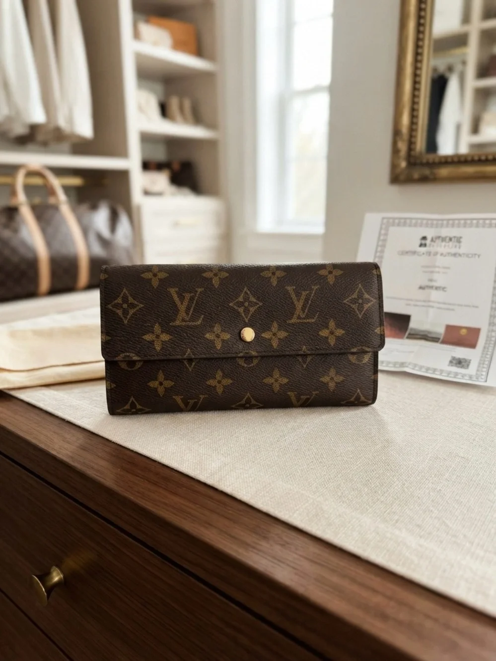 Authentic Louis Vuitton Monogram Long Trifold Wallet